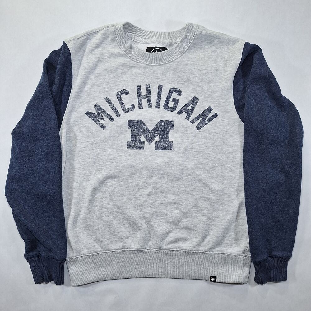 '47 Men's Small Michigan Wolverines Grey Fells Boulevard Crew Neck Sweatshirt - Picture 3 of 13